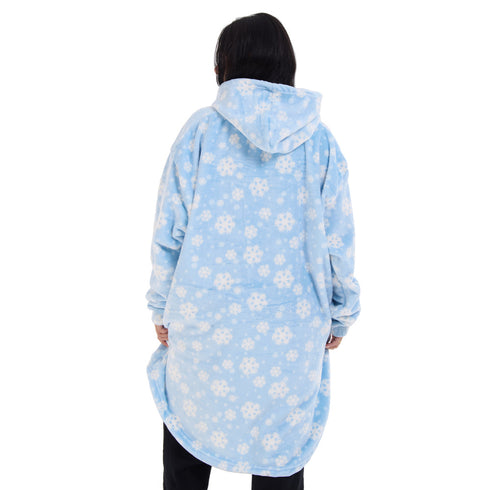 Snuggs Blanket Hoodie Light Blue Snowflakes